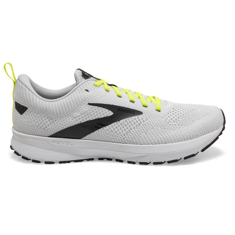 Brooks Mens Revel 5 Performance Road Running Shoes - White/Oyster/India Ink (750162-UTP)